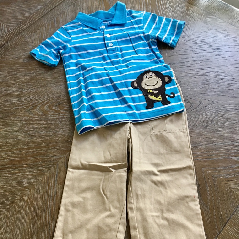 Carter’s Boys Khaki Canvas Monkey Summer Pant Set